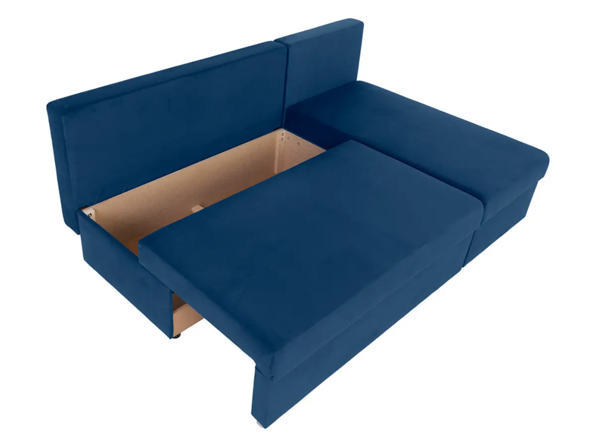 Sofá rinconera universal Laro convertible con arcón azul marino