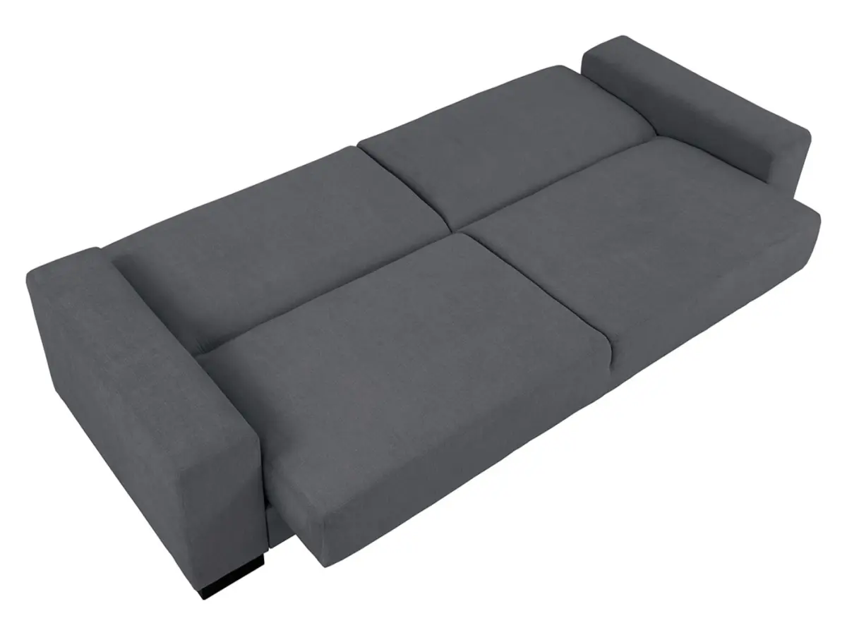 Sofá cama de tres plazas Rubio plegable con contenedor de terciopelo gris