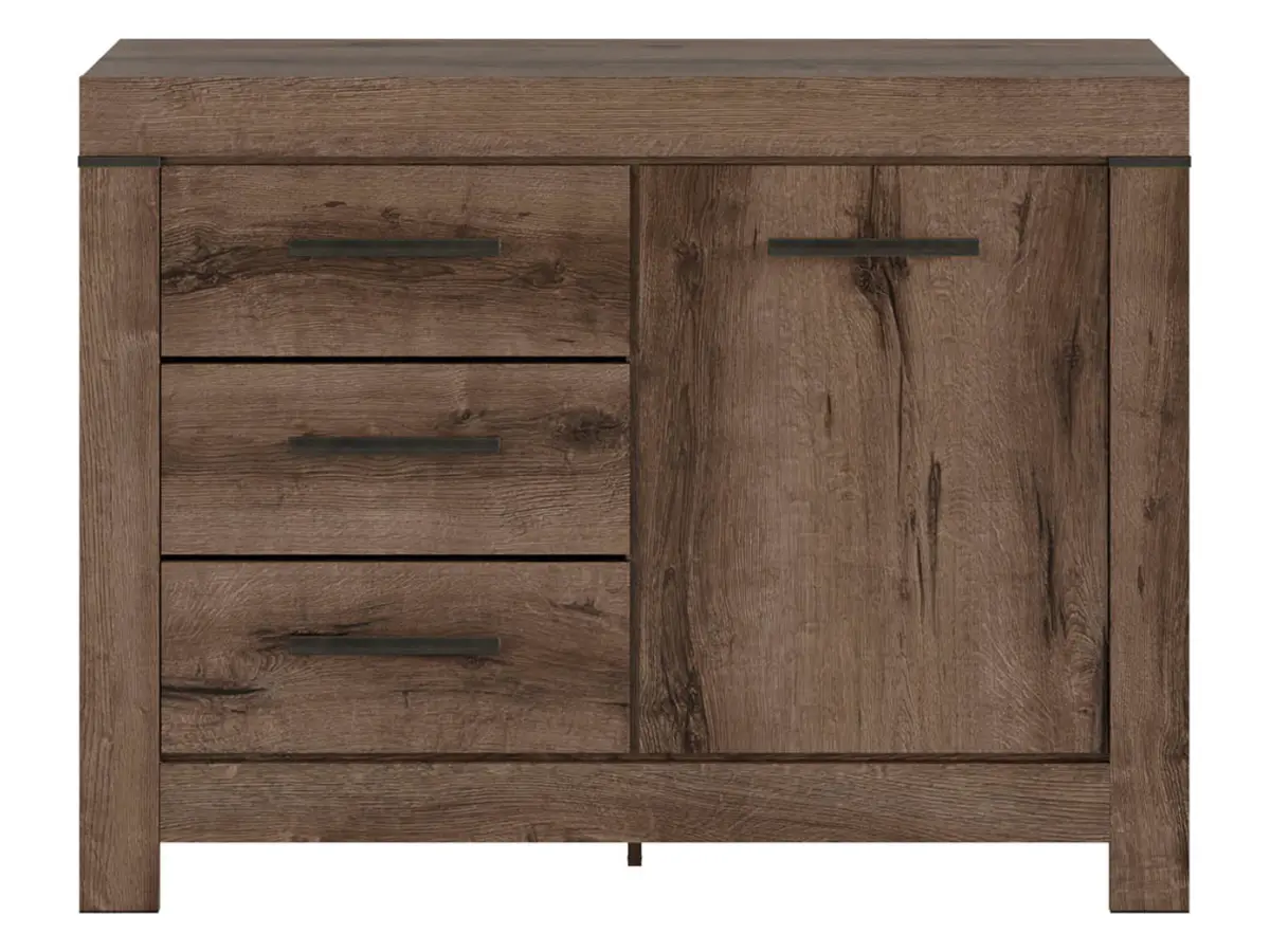 Cómoda Balin 112 cm con puertas y 3 cajones roble monastery