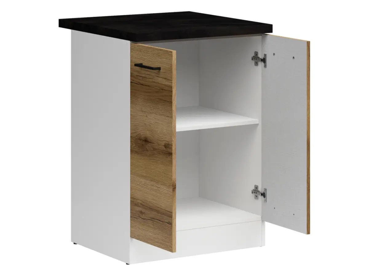 Mueble de cocina bajo Junona Line 60 cm de dos puertas roble delano claro con encimera