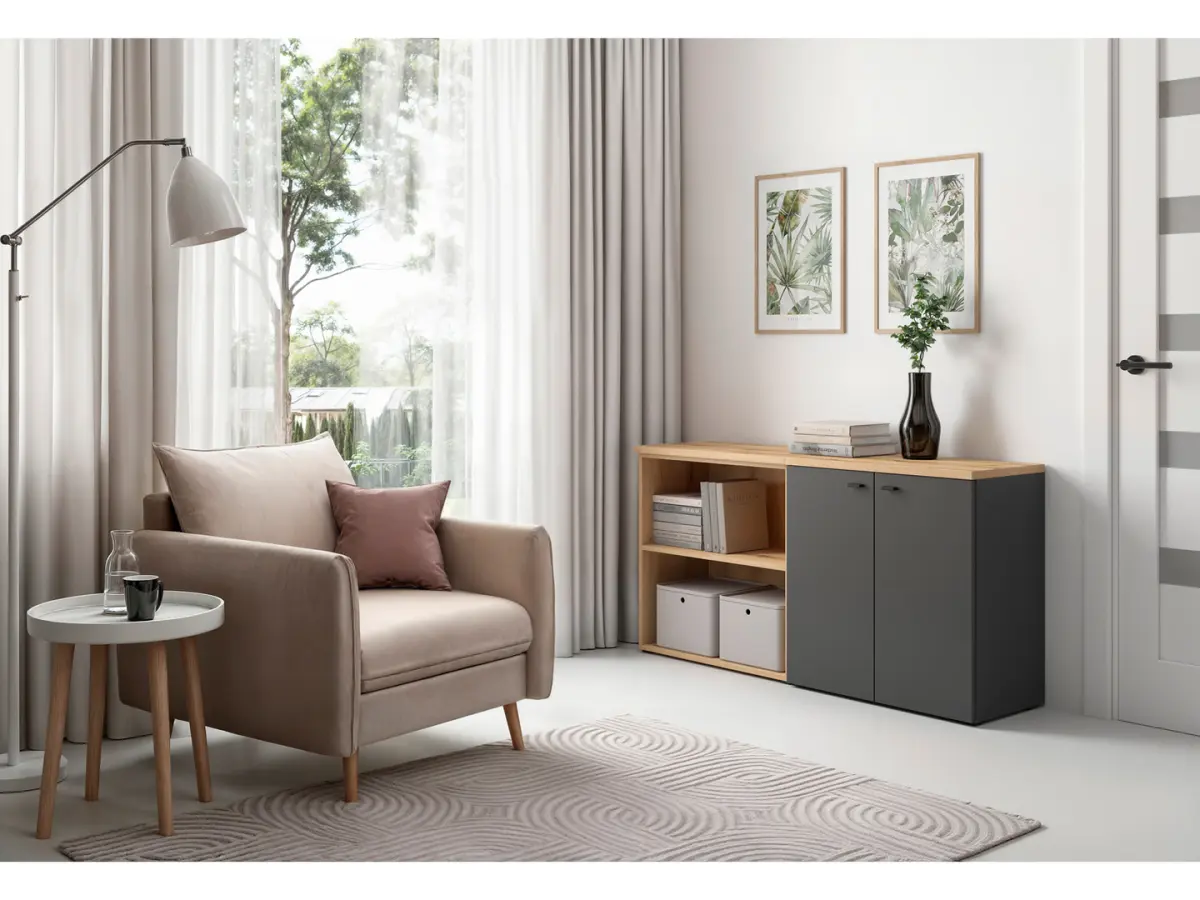 Estantería System 64 con estante roble coast evoke