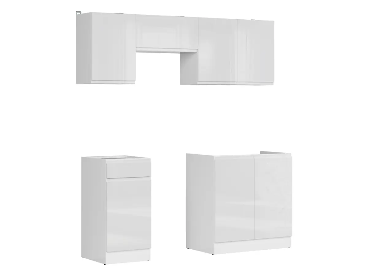 Conjunto de cocina Junona Line 180 cm blanco brillo sin encimera