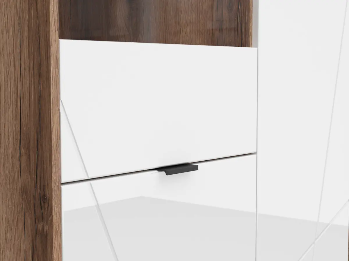 Vitrina Forn 94 cm con 3 puertas roble delano oscuro/blanco brillo