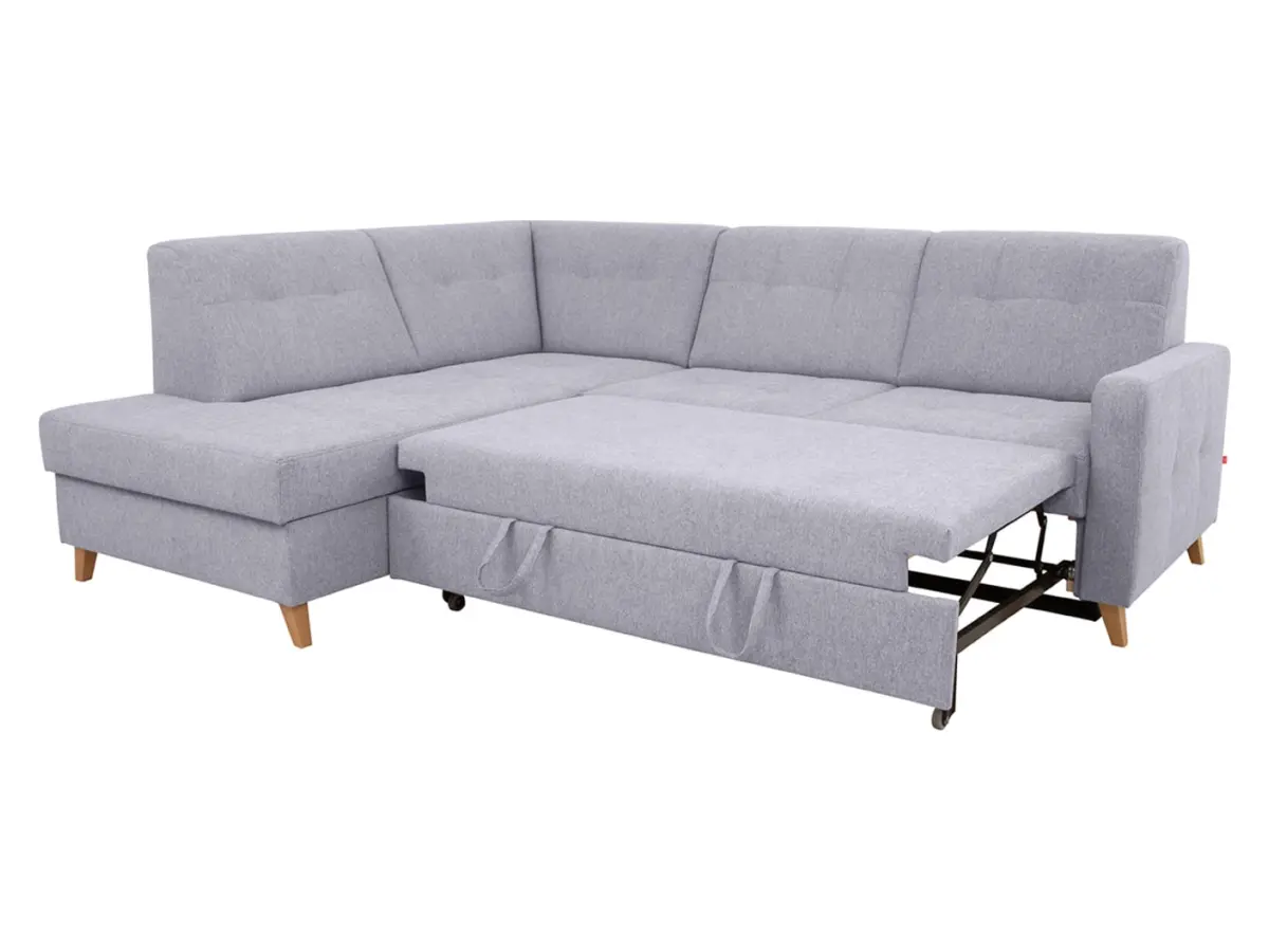 Sofá rinconera izquierdo Lars convertible con arcón gris