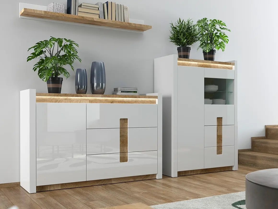 Estante de pared Alameda 147 cm blanco/ roble westminster