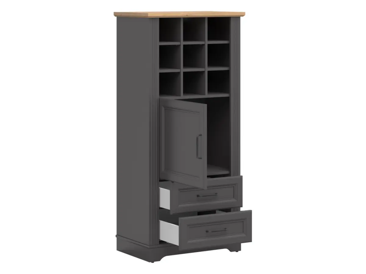 Estantería Tolmin 68 cm con puertas y cajón grafito/roble artisan