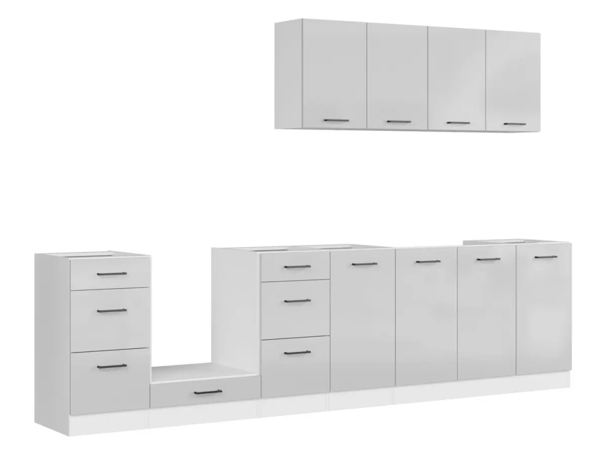 Кухонний гарнітур Junona Line 300 см світло-сірий глянець