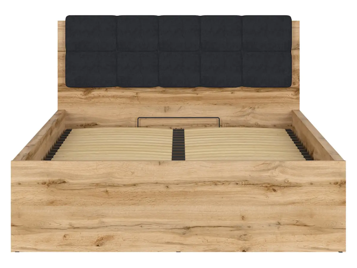 Cama Tetrix 140x200 con somier y contenedor roble wotan