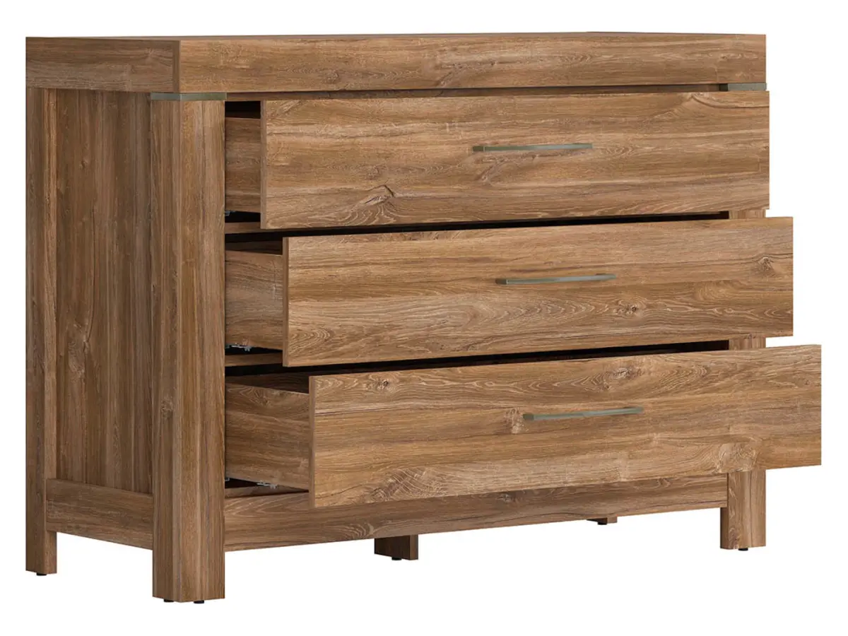 Cómoda Gent 115 cm con 3 cajones roble stirling