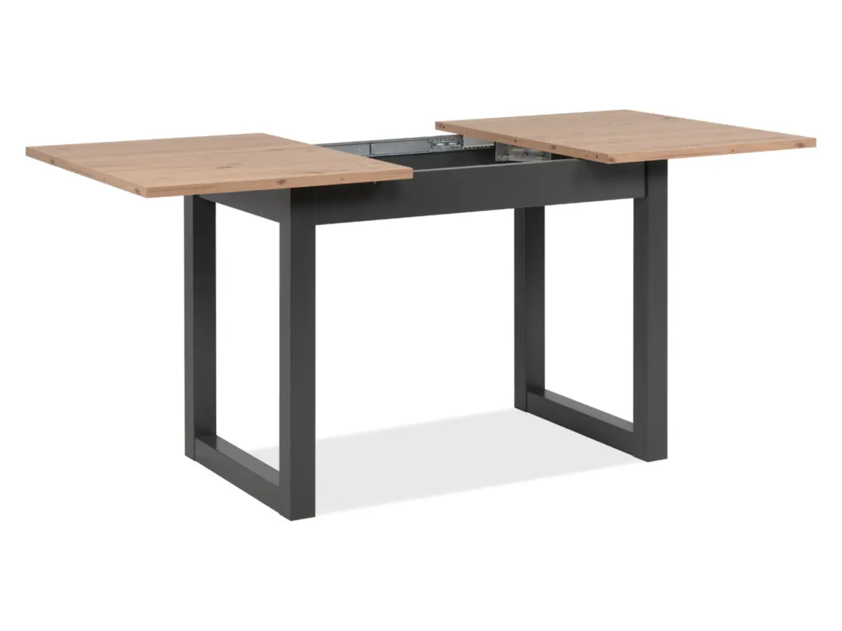 Mesa extensible rectangular Denver 120-160/80/75 roble artisan/negro