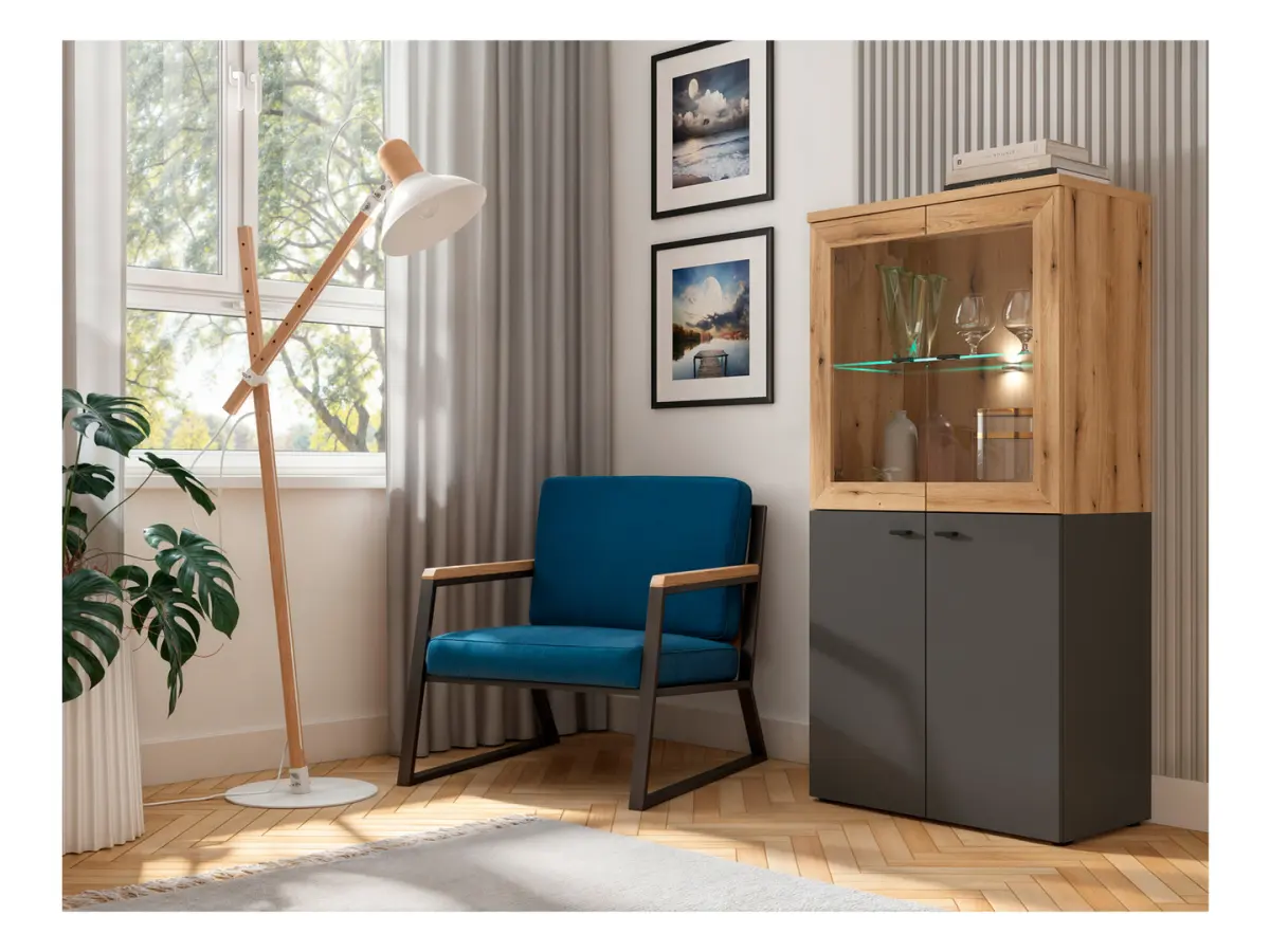 Vitrina System 64 con 2 puertas roble coast evoke