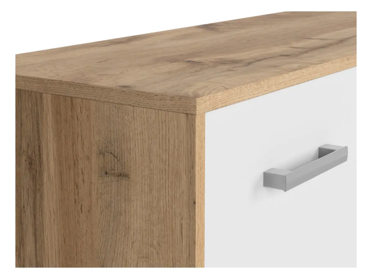 Cómoda Matos 119 cm con 3 puertas y un cajón roble wotan/blanco