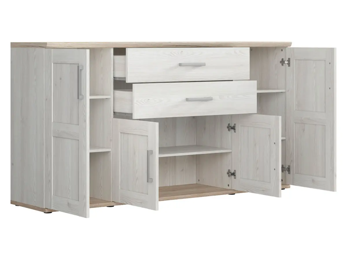 Cómoda Romance 186 cm con 4 puertas y 2 cajones alerce sibiu claro