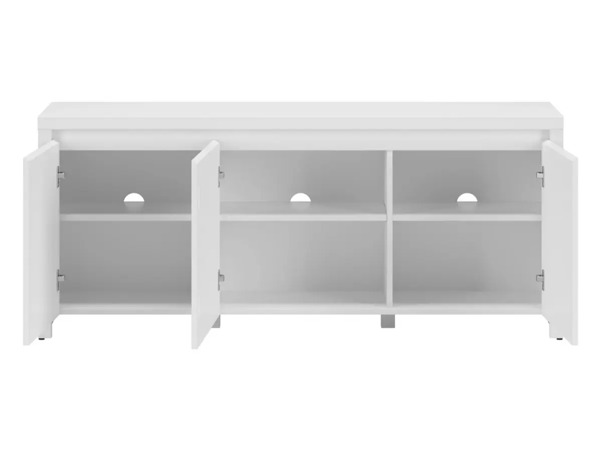 Szafka RTV Larios 143 cm z 3 drzwiami biały/biały połysk