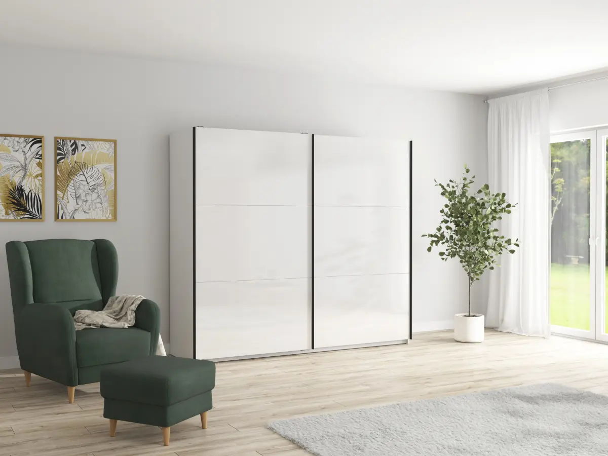 Armario de puertas correderas Tetrix 220 cm blanco brillo