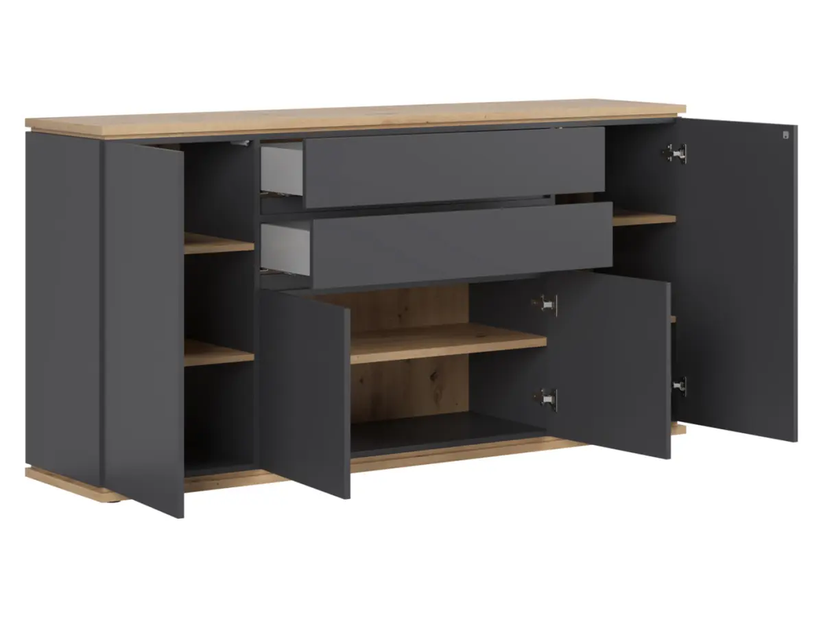Cómoda Yamael 184 cm con 4 puertas y 2 cajones grafito