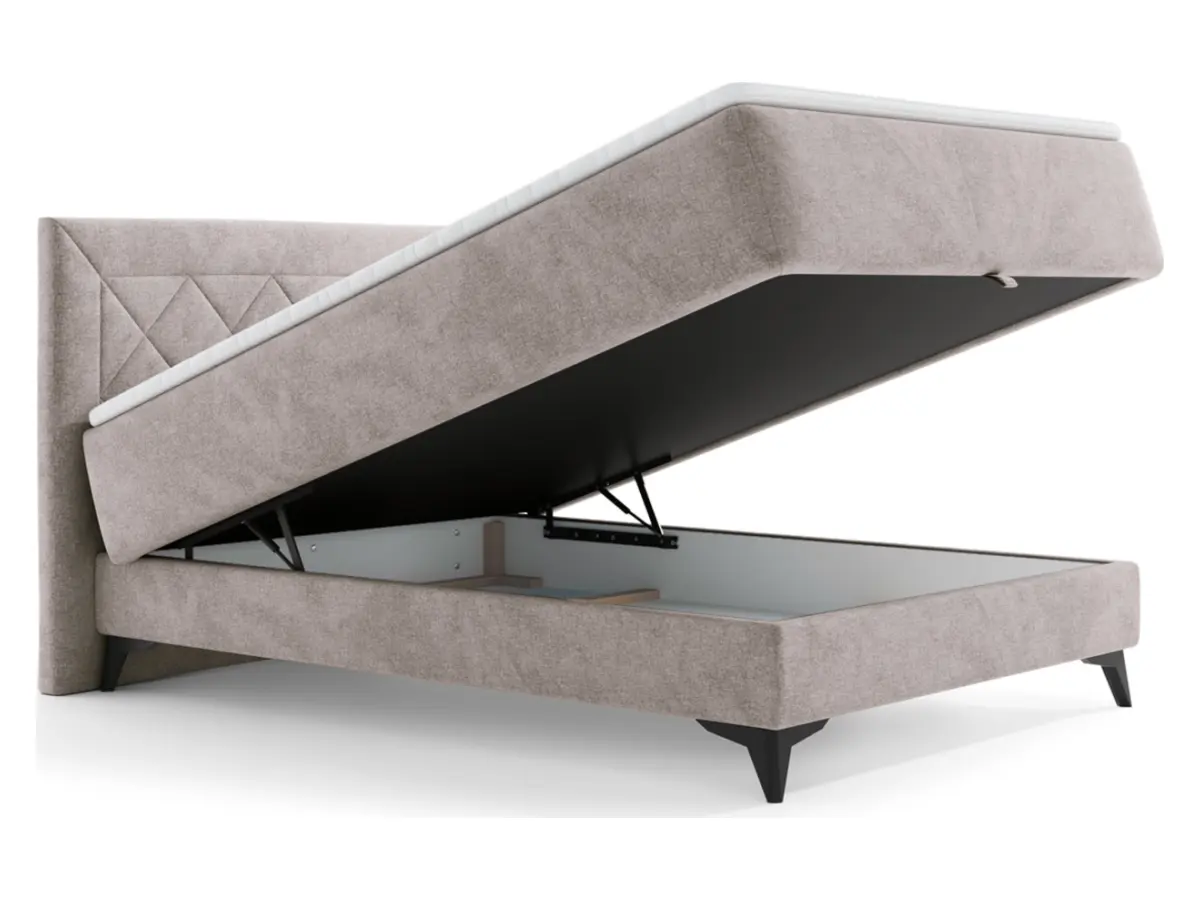 Cama continental Zalea 140x200 con contenedor beige