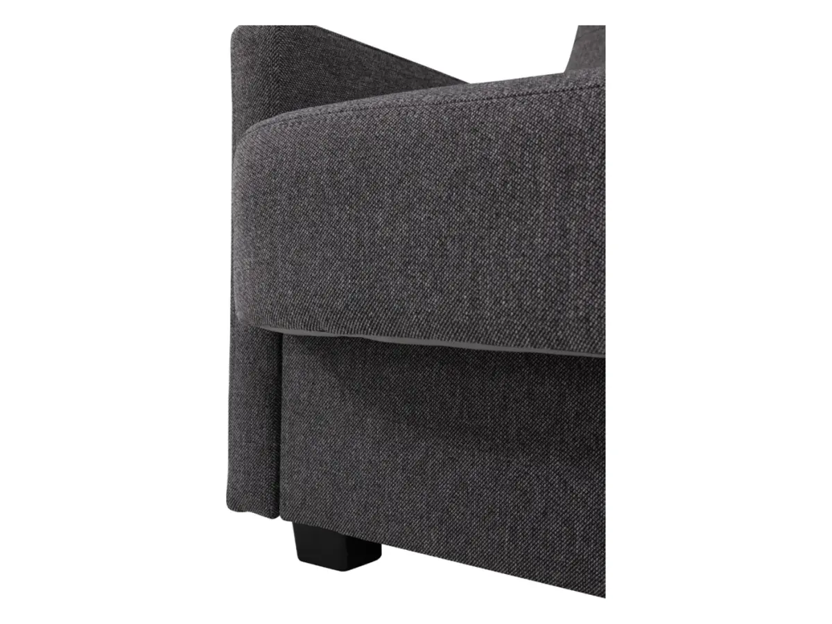 Sofá cama de tres plazas Maro con arcón, tejido trenzado gris oscuro