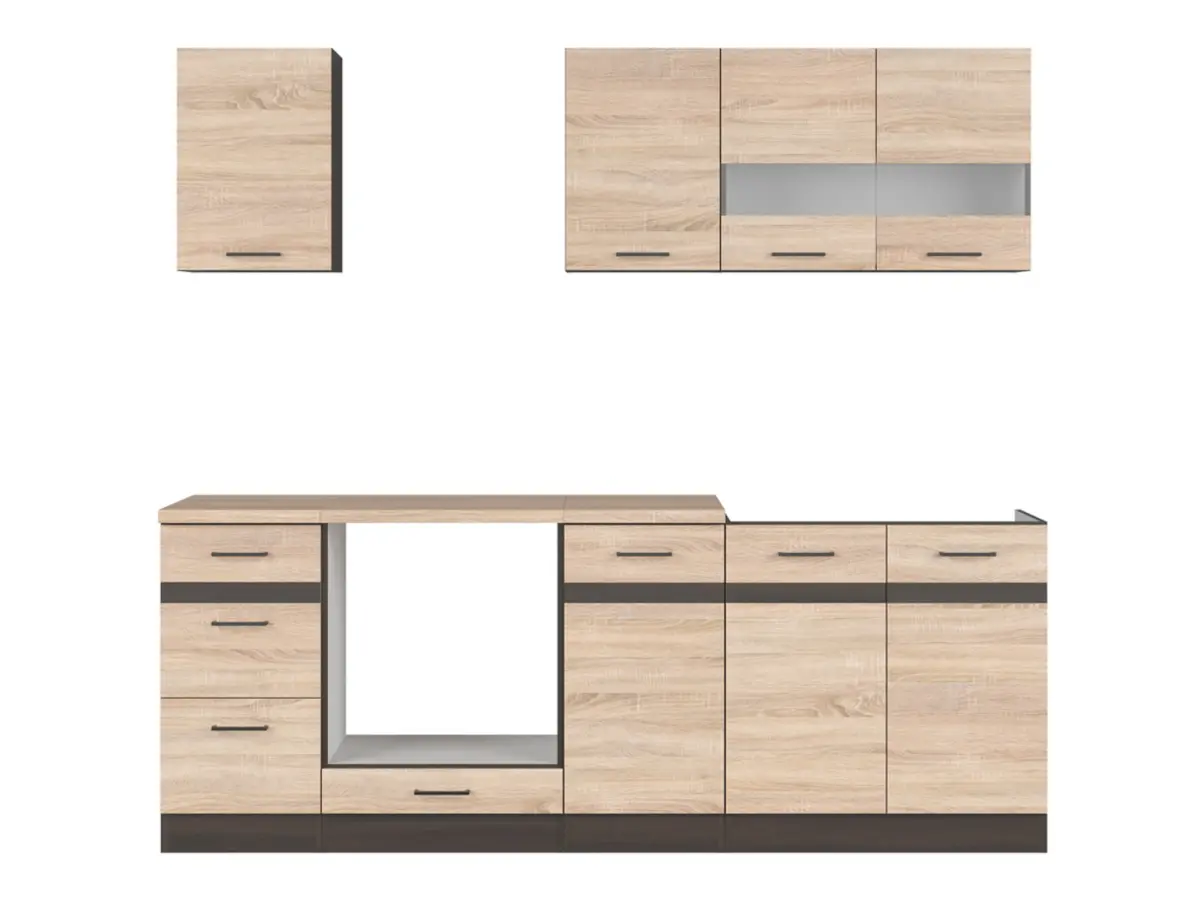 Conjunto de cocina Junona Line 220 cm roble sonoma con encimera