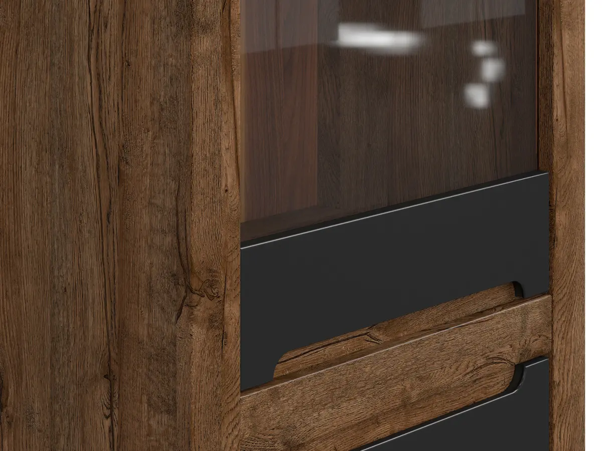 Vitrina Ruso 69 cm con 2 puertas roble april/negro mate