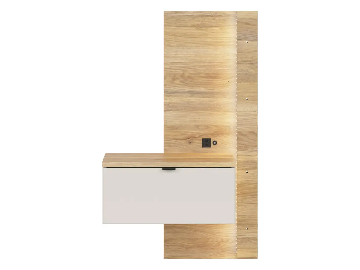 Mesita de noche Glamour 50 izquierda con cajón cachemira/roble mauvella USB LED