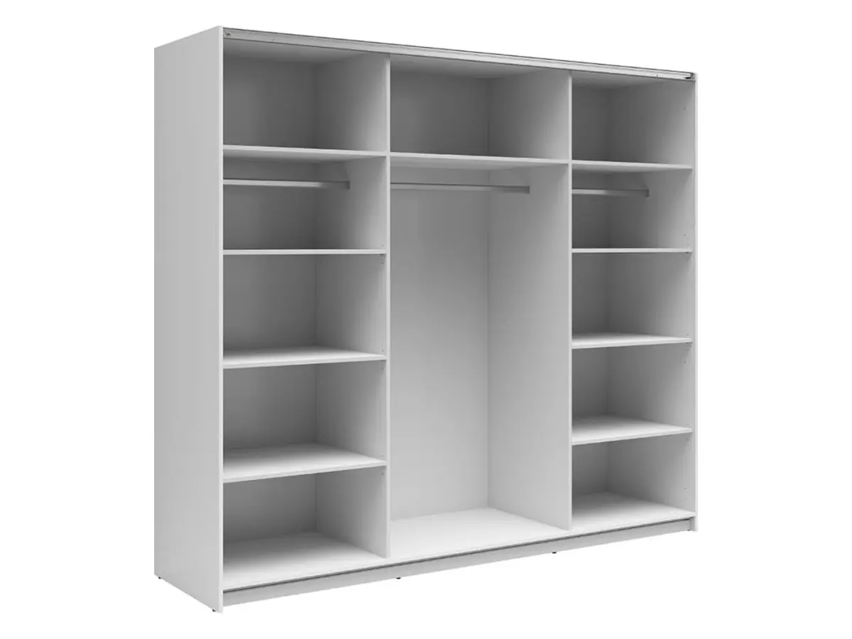 Armario de puertas correderas Tetrix 220 cm con espejo blanco brillo