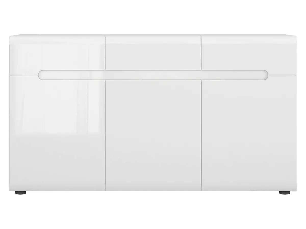 Cómoda Azteca Trio 150 cm con 3 puertas y 3 cajones blanco brillo