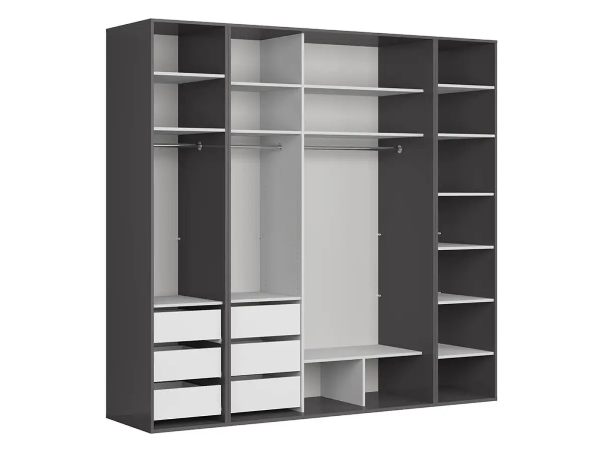 Armario modular Flex 250 cm corredero grafito/negro brillo