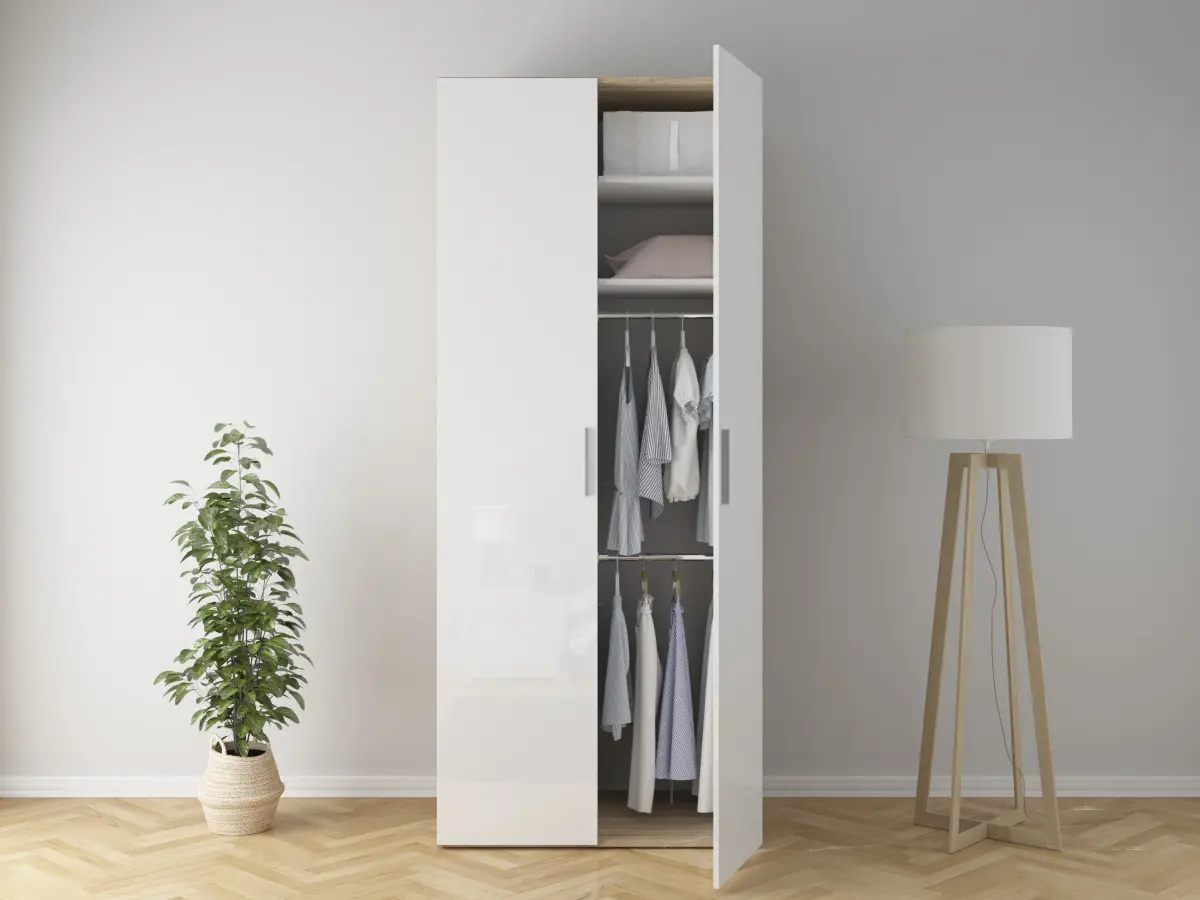 Armario de dos puertas Flex 100 cm blanco brillo