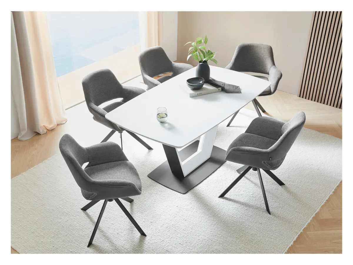 Silla tapizada Jason giratoria de pana gris