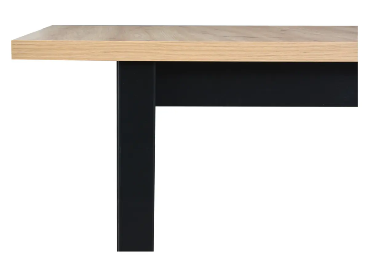 Mesa extensible rectangular Melan 120-150/80 roble artisan/negro