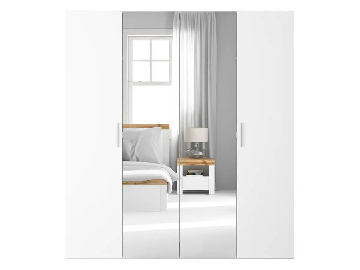 Armario modular Flex 200 cm con puertas y espejo blanco brillo