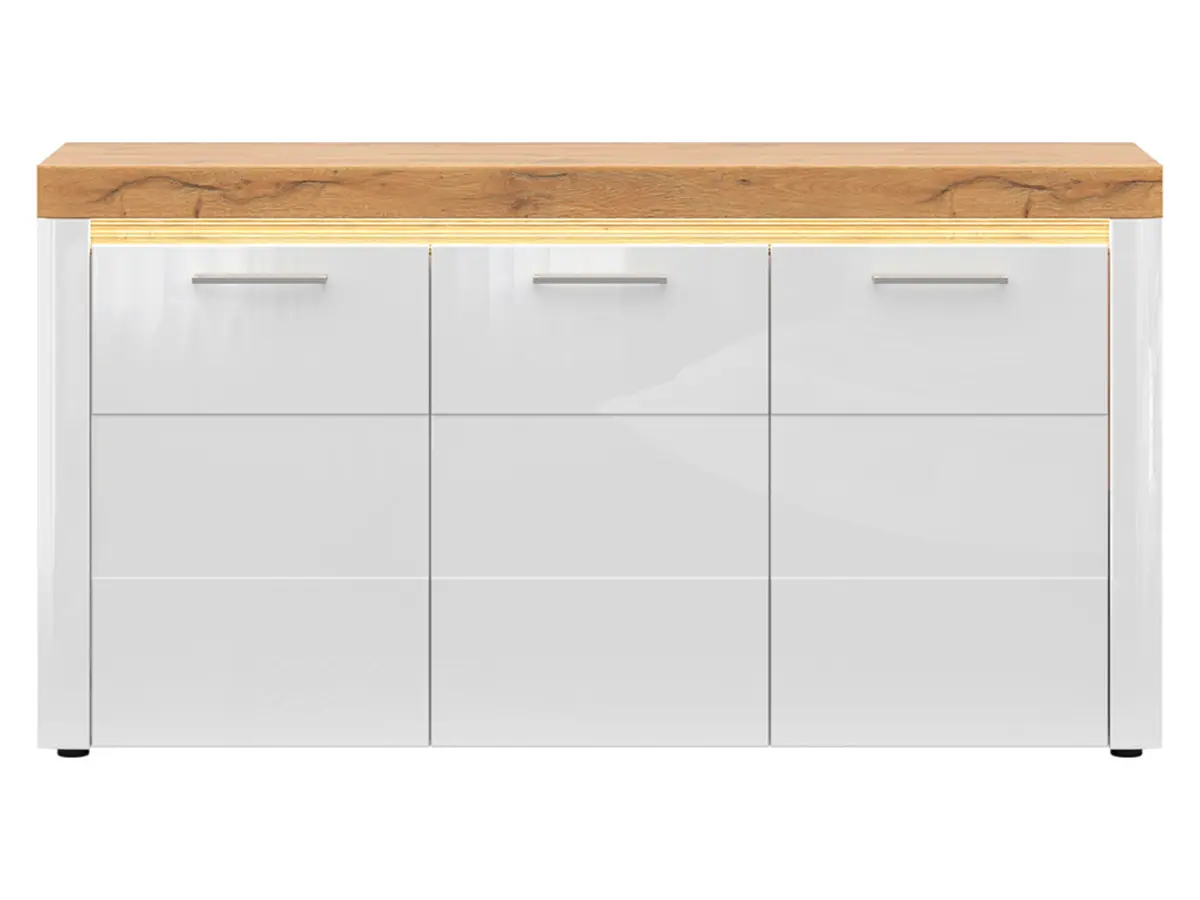 Cómoda Horton 170 cm de tres puertas blanco brillo