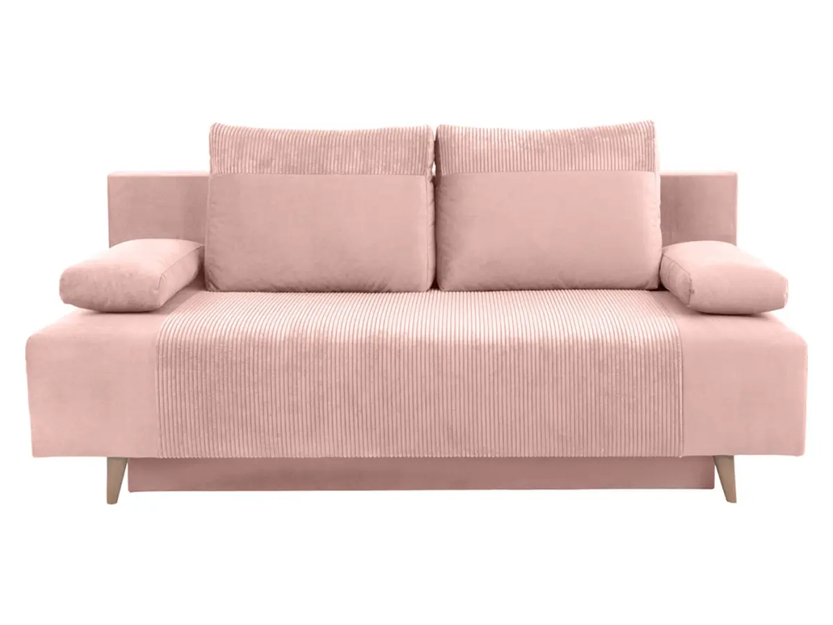 Sofá cama de tres plazas Leon con arcón rosa