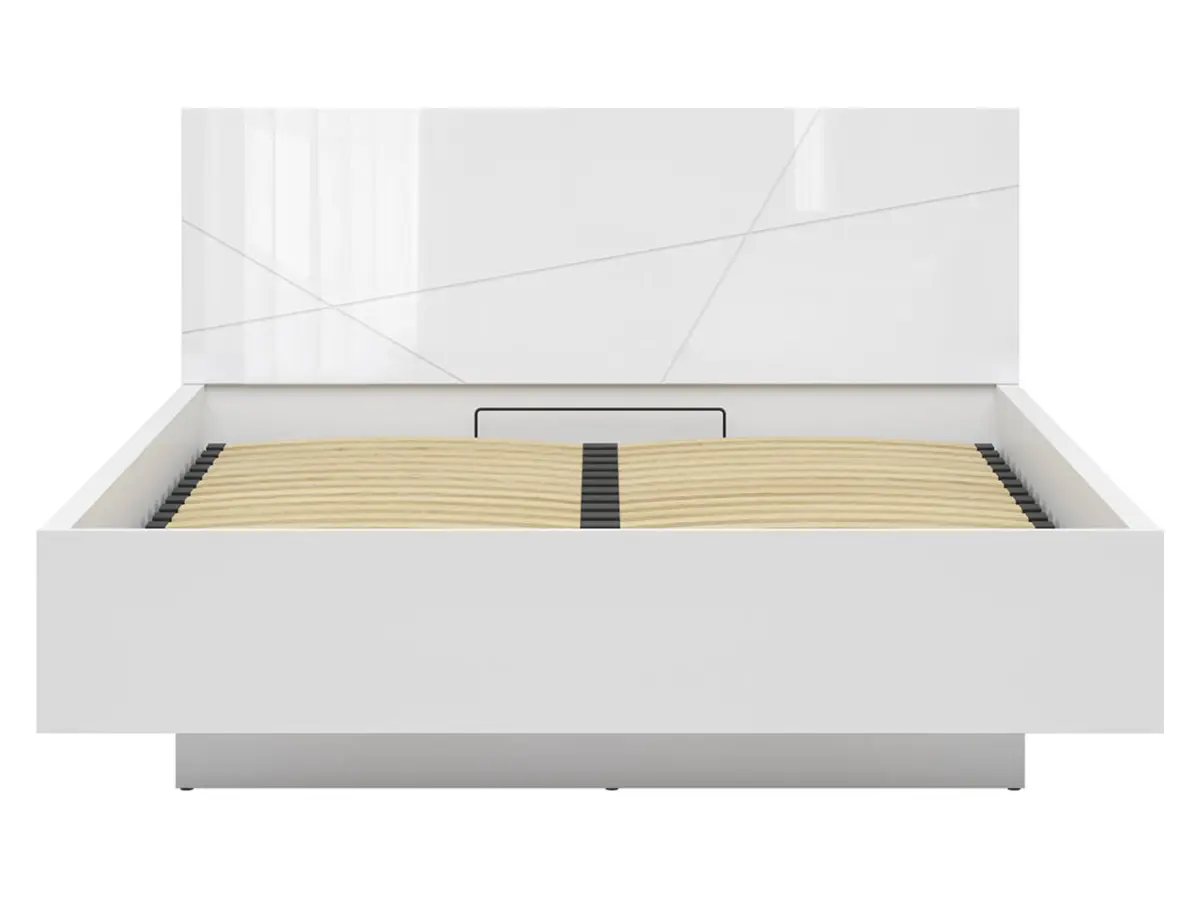 Cama Forn 160x200 con somier y contenedor blanco brillo
