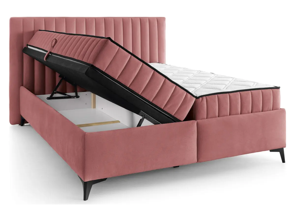 Cama continental Joy 160x200 con contenedores rosa