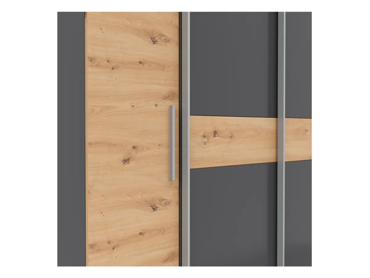Armario de puertas correderas Fabio 215 cm grafito/roble artisan