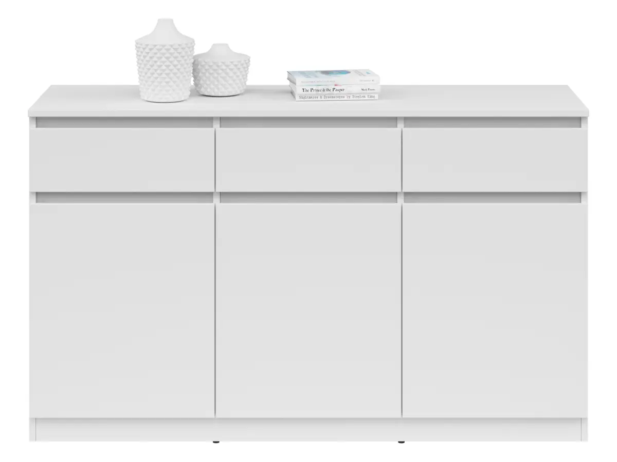 Cómoda Saturn 135 cm con 3 puertas y 3 cajones blanca