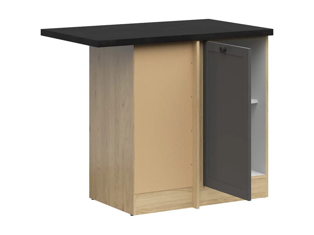 Armario de cocina inferior de esquina Junona Line izquierdo grafito con encimera ocupa el rincón 100x60 cm
