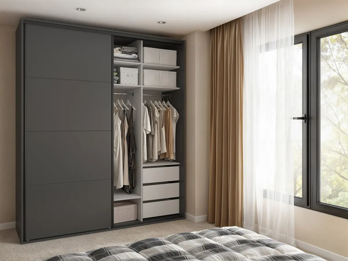 Armario de puertas correderas Flex 200 cm grafito