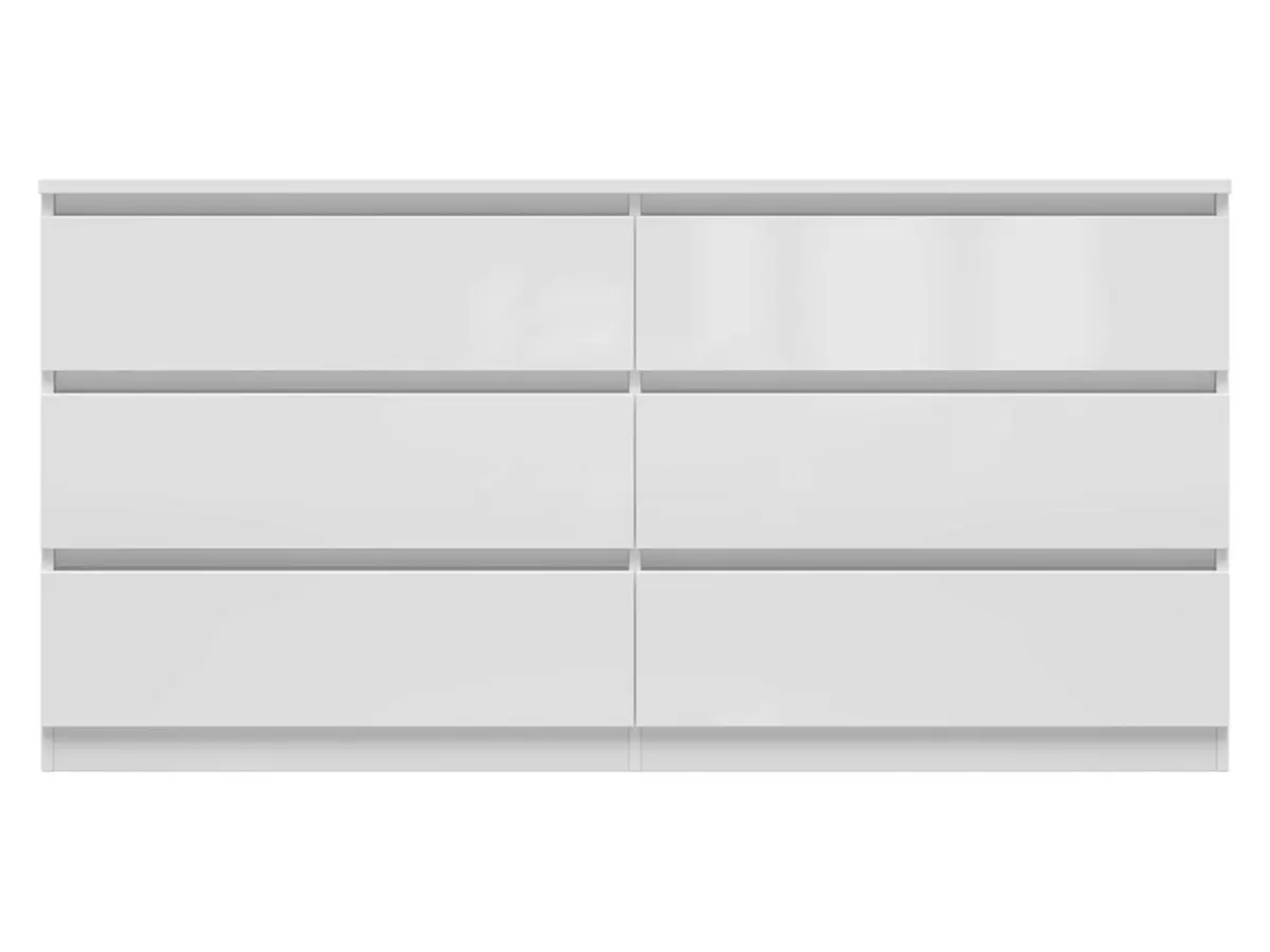 Cómoda Tetrix 150 cm con 6 cajones blanco brillo