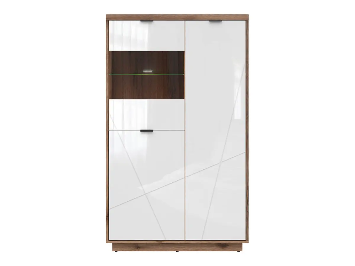 Vitrina Forn 94 cm con 3 puertas roble delano oscuro/blanco brillo