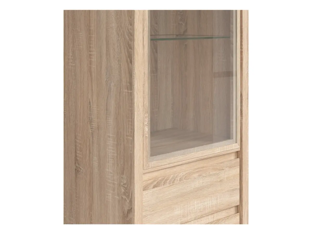 Vitrina Kaspian 56 cm con puerta y 2 cajones roble sonoma