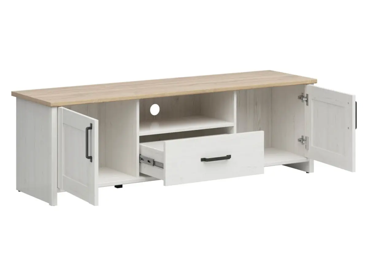 Тумба RTV Loksa 160 см с 2 дверцами и ящиком сосна андерсен белая