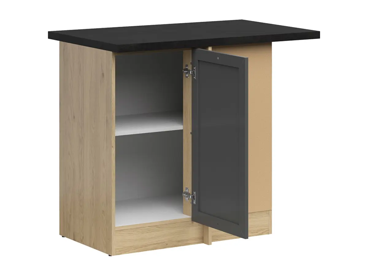 Mueble de cocina bajo de rincón Junona Line derecho grafito con encimera ocupa un rincón de 100x60 cm