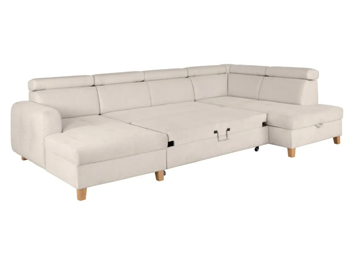 Sofá rinconera derecha Saragossa convertible chenilla beige