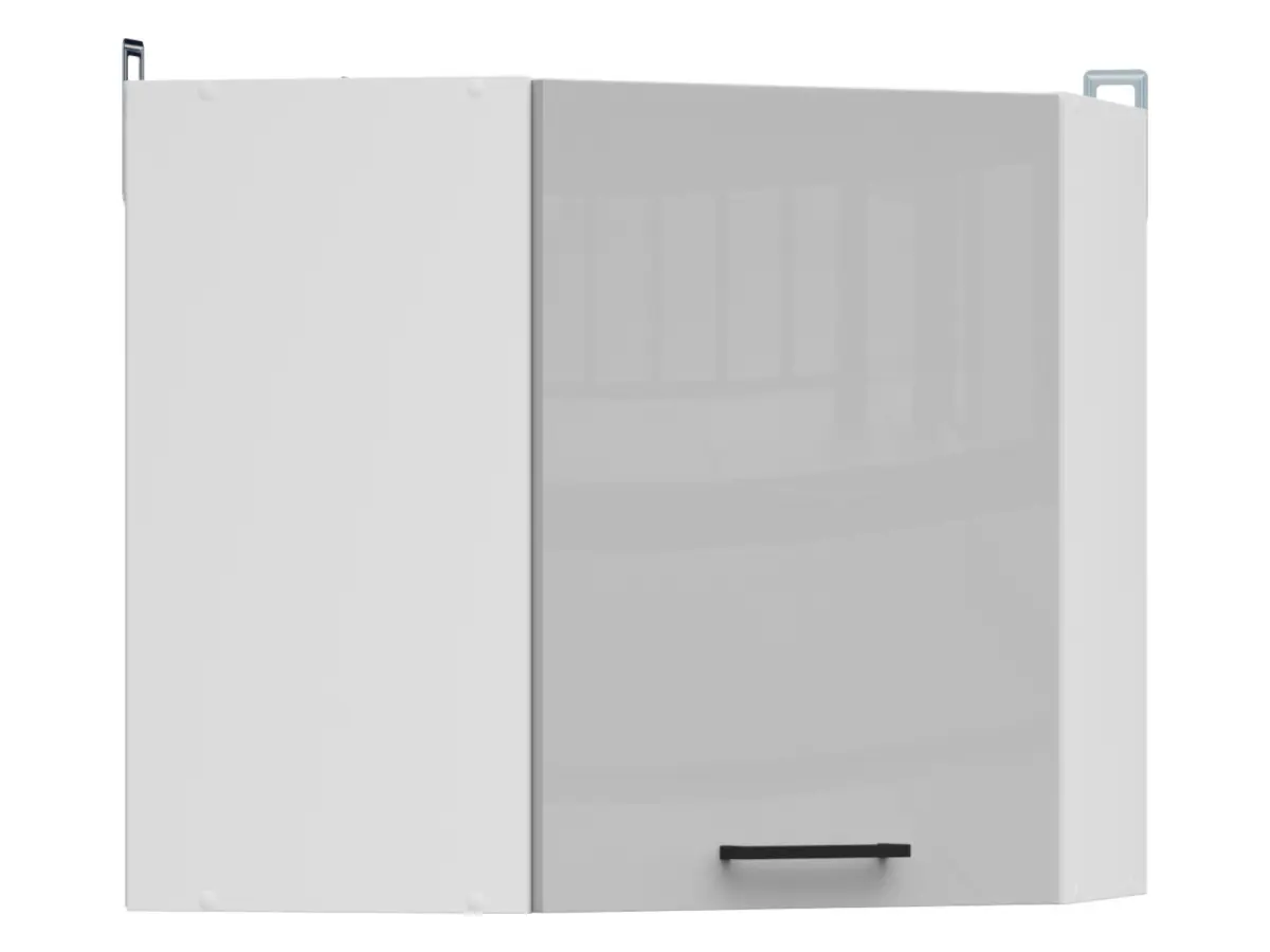 Armario de cocina superior Junona Line 60 cm de rincón izquierda/derecha gris claro brillo