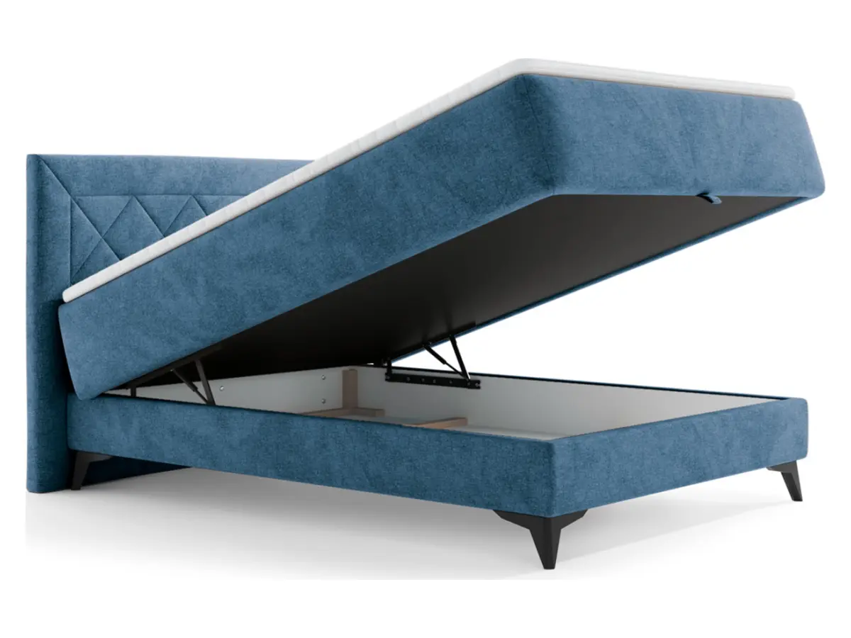 Cama continental Zalea 140x200 con arcón azul