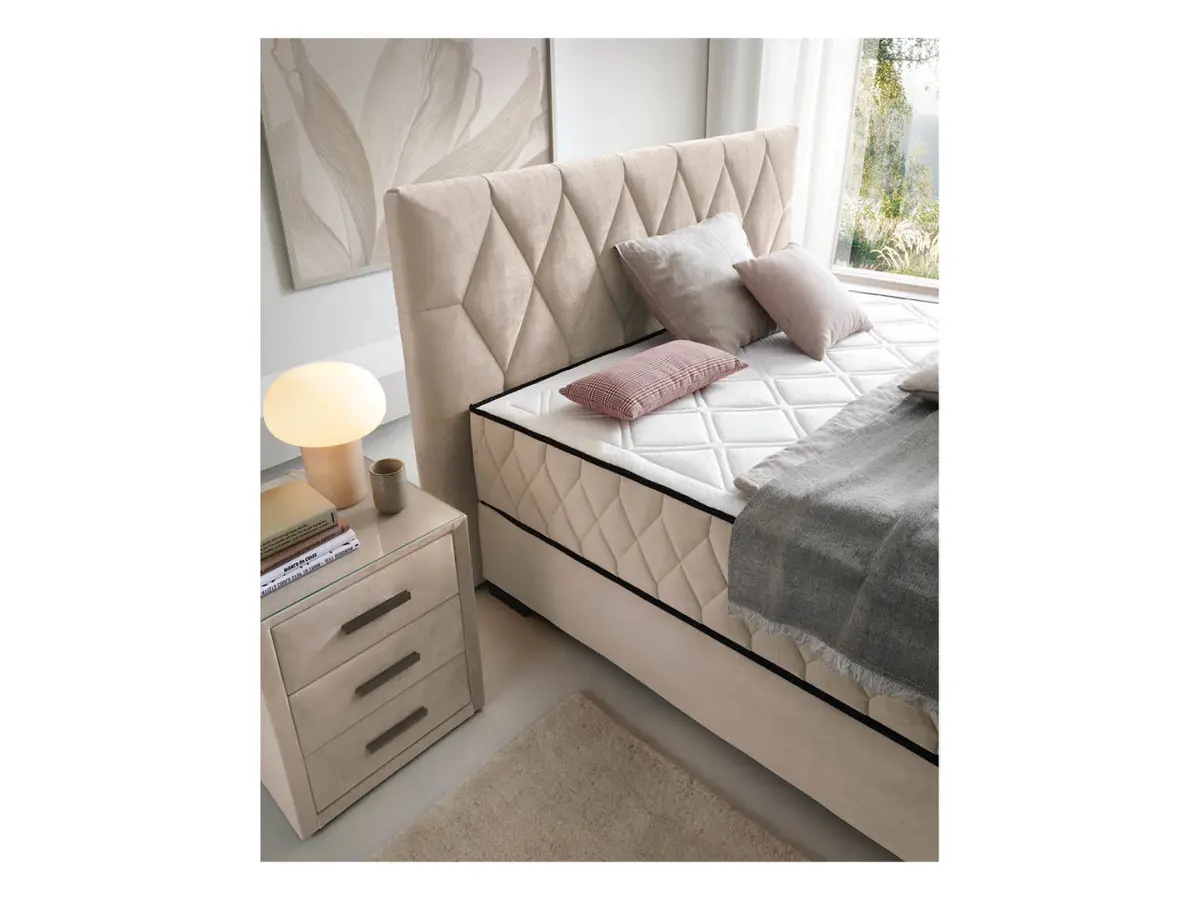 Cama continental Reve 180x200 con arcón beige