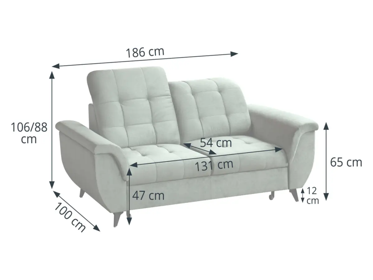 Sofá de dos plazas Doria con arcón de terciopelo verde
